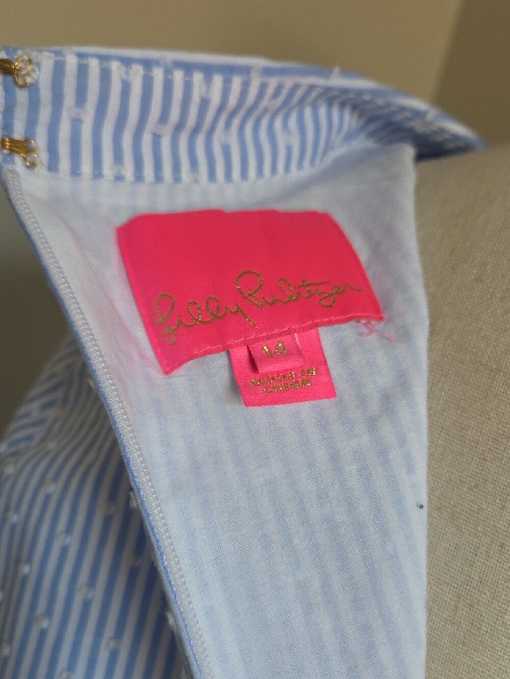 Lilly Pulitzer Light Blue & White Striped Midi Shift Dress - Picture 5 of 5